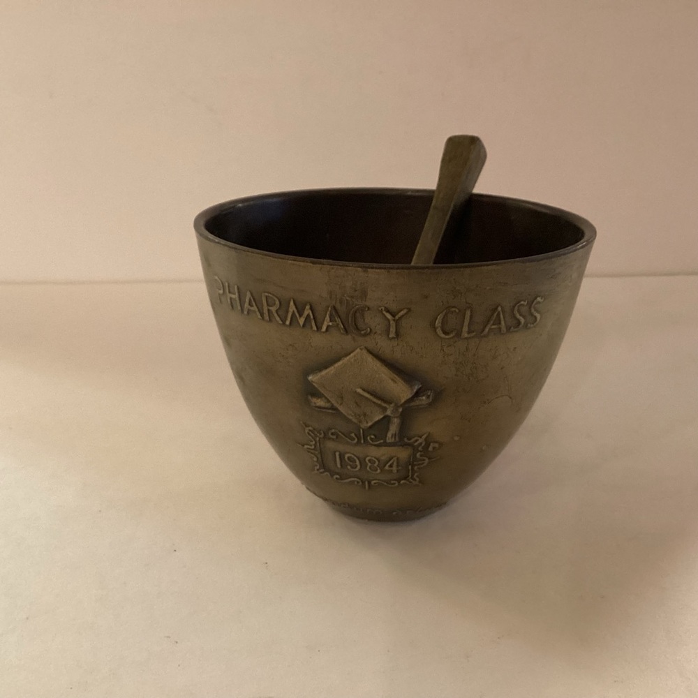 Vintage Pharmacy Class 1984 Bronze Mortar and Pestle